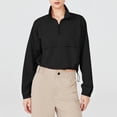 thumbnail image 4 of Timegard Hauts pour Femmes Col à Revers Fermeture Éclair Manches Longues Crop Top Cordon de Serrage Randonnée Plein Air Protection T-Shirt, 4 of 7
