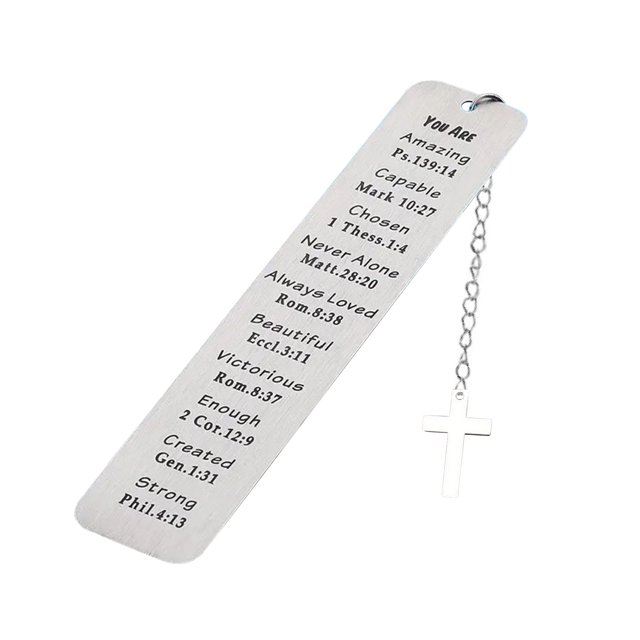 2 Pcs Gadget Règle en Acier Inoxydable Signet Texte Inspirant Papeterie en Métal