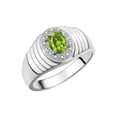thumbnail image 3 of RYLOS Men's Rings 14K White Gold Classic Halo Of  Diamonds 7X5MM Oval Gemstone Ring Peridot August Birthstone Rings For Men Size 8, 3 of 7