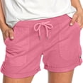 thumbnail image 2 of LVHAOGJOB Womens Shorts Elastic Wasit Pants with Pockets Solid Color Athletic Comfy Workout Shorts for Ladies, 2 of 8