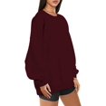 thumbnail image 3 of ORUYROP Chandails en Molleton Surdimensionnés pour Femmes Manches Longues Col Rond Chandail Décontracté Ample Couleur Unie Polaire Tops Pulls, 3 of 7