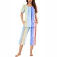 thumbnail image 1 of Rbaofujie Pyjama d'Été pour Femmes, T-Shirt à Col Rond à Imprimé Dégradé à Manches Courtes et Ensemble Pantalon, Tenue de Détente Pyjama avec Poches, Pyjama Mignon, 1 of 6