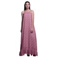 thumbnail image 1 of Bimba Rose Pâle2 Nuisette Artistique à Fleurs pour Femmes, Nuisette Imprimée à Bretelles Spaghetti, Robe Maxi de Nuit, Très Grand, 1 of 5