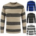 thumbnail image 1 of CEHVOM Autumn And Winter New Round Neck Color Matching Personality Trend Men's Striped Sweater, 1 of 4