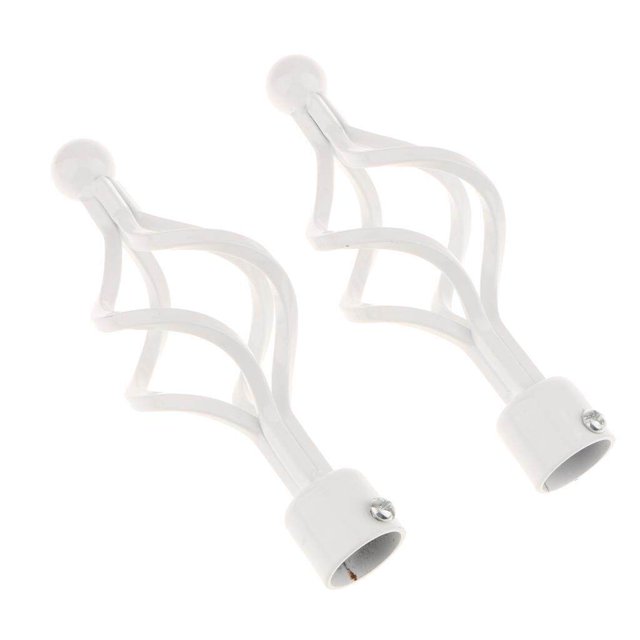 Langgg 2 Pcs Embouts de Tringle à Rideaux Embouts Vintage Tête de Tringle pour Tringle à Rideaux Dia. 28mm Tige Torsadée#Blanc