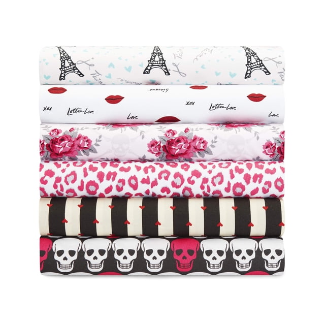 Betsey Johnson Skull Rose Trellis Sheet Set, Queen,