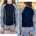 thumbnail image 2 of Luvoko Toddler 2 Piece Rash Guard Swimsuit for Girls, Long Sleeve Uv Protection Shirts Kids Padded Shorts Short Sleeve Rash Guard Girls Little Girl Bathing Suit Ruffle Butt Swimsuit(Black,2-3 Years), 2 of 5