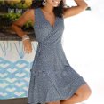 thumbnail image 2 of TSADFHJI Jupe-Culotte pour Femmes Soie Robe Portefeuille Fleurie pour Femmes Col en V Midi Robe Trapèze Évasée Manches Courtes à Revers Robe Midi Multicolore Col Rond Robes Mini m Gris Foncé, 2 of 8