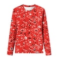 thumbnail image 5 of Pompotops Femmes Dames Col Rond Hauts Amples Décontractés T-Shirts Imprimés Blouse à Manches Longues en Solde, 5 of 5