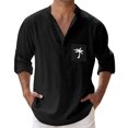 thumbnail image 3 of Linen Shirt Men's Shirt Long Sleeve Linen Summer Shirt Button Down Casual Shirt Regular Fit Shirts Men Running Shirt Long Sleeve Mens Shirts Long Sleeve Layering Tops for Men Night Shirts for, 3 of 3
