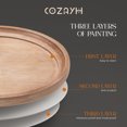 thumbnail image 4 of COZAYH Table de Chevet Ronde Rustique en Bois avec Plateau d'Accent, Pattes Courbées Blanches, 4 of 12