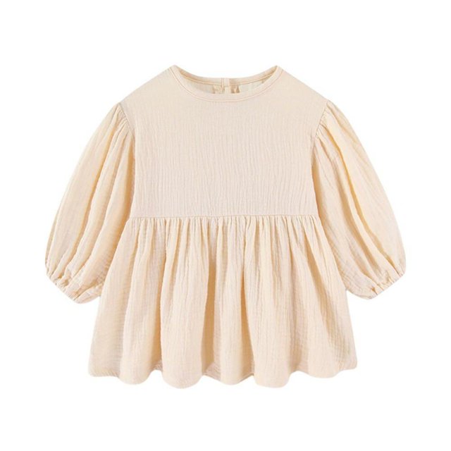 Automne Printemps Bébé Filles Puff Manches Robe O-Cou Volanté Ourlet Robe Bébé Princesse Mignon Robe Douce Nouveau-Né Vêtements 0-5T