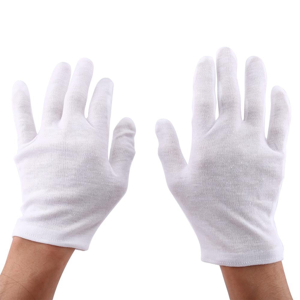 Ccdes White Inspection Gloves, White Cotton Gloves,12 Pairs Practical White Cotton Work Safety Glove for Coin Jewelry Silver Inspection Protection