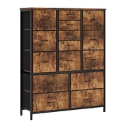 Gaderth 48 Inch Tall 15 Drawer Dresser for Bedroom, Fabric Dresser Storage Tower with Steel Frame, MDF Top, Anti Tip Kit, Narrow Chest of Drawers Organizer for Living Room, Hallway, Closet, Entryway