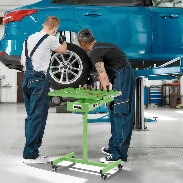 BeesClover Heavy Duty Rolling Work Table with Wheels, 220 LBS Load Capacity, Mobile Adjustable Workbench for Garage Workshop, DIY, and Crafting