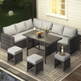 thumbnail image 2 of AECOJOY 7 Pieces Patio Furniture Set PE Rattan Outdoor Dining Set Sectional Sofa Couch with Table Patio Conversation Set in Light Grey, 2 of 6