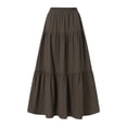 thumbnail image 2 of Wangsaura Women's Maxi Skirts Casual Elastic High Waisted A Line Ruffle Flowy Dresses Simple Style Bottoms, 2 of 6