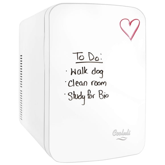 Cooluli Vibe Mini Fridge for Bedroom - With Cool Front Magnetic Whiteboard - 15L Portable Small Refrigerator for Travel, Car & Office Desk - Plug In