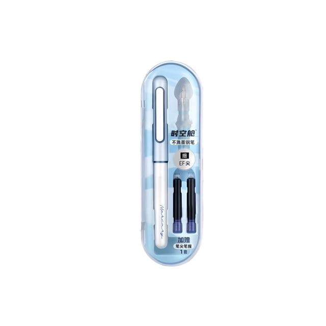 Uscallm Erasable Blue Ink Pen Cartridge EF Pointed Non Splashing Ink Pen For Teen Calligraphy Practicing Straight Posture Writing Pen With Plastic Stainless Steel Pen Core