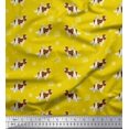 thumbnail image 1 of Soimoi Yellow Rayon Fabric Bird,Paw & Cocker Spaniel Dog Print Sewing Fabric Yard 42 Inch Wide, 1 of 3