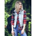 thumbnail image 2 of INSPIRE CHIC Women's Washed Chest Flap Pockets Single Breasted Denim Vest, 2 of 6