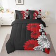 thumbnail image 2 of YST Aztec Dahlia Comforter Set, Full Size, 7-Piece, Floral, White Red Black, Bedding Set, 2 of 5
