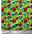 thumbnail image 1 of Soimoi Polyester Crepe Fabric Bone,Floral & Skull Halloween Print Fabric by Yard 52 Inch Wide, 1 of 3