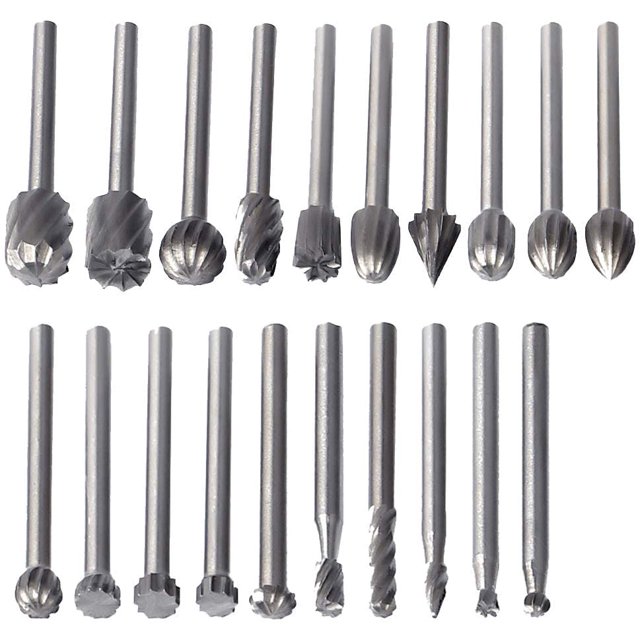 20 Pcs Bavures Rotatives, Hss Bavures Rotatives Fraiseuses Outils de Routage Accessoires Outil Rotatif 3Mm Tige pour Dremel