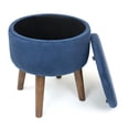 thumbnail image 4 of Humble Crew Sloan 16" Velour Round Storage Ottoman, Velvet Blue, 4 of 6