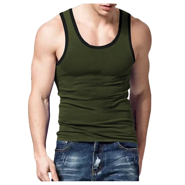 Men's Slim Casual Sports Summer Matching Color Undershirt Vest
