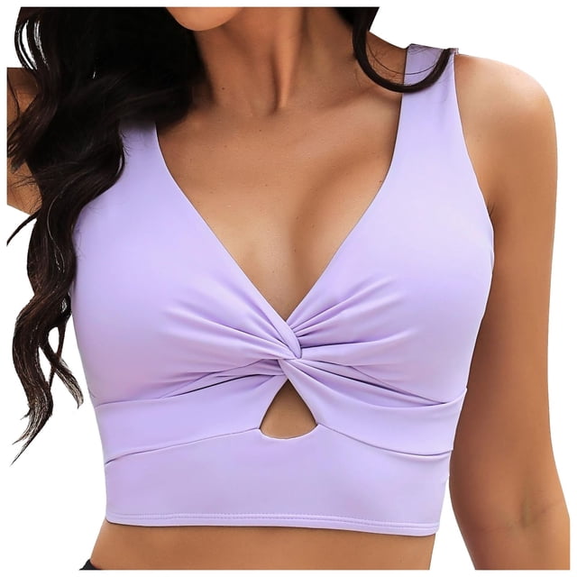 Bikini Swimsuit For Women Cropped Tankini Beach Padded Knot Cut Out Adjustable Tank Swimwear