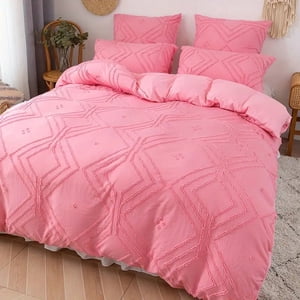 Couverture de duvet de Boho,2/3Pcs Ensemble de couverture de couettes tufted Boho doux et confortable pour toutes les saisons comprend 1 Couverture de couettes et demi-carcasses d'oreillers Ramadan, housses de coudées, ensemble de housses