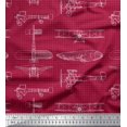 thumbnail image 1 of Soimoi Georgette Viscose Tissu Check & Avion Transport Imprimé Tissu 1 Yard 42 Inch Wide, 1 of 3