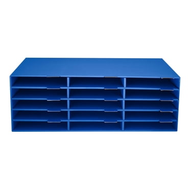 AdirOffice 9.5 in. x 29 in. Blue 15-Slot Paper Storage Desk Literature Organizer (2-Pack)