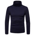 thumbnail image 1 of Homme Décontracté Uni Col Roulé Manches Longues Blouse Chandail de Base Chemise Blouse, 1 of 9