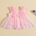thumbnail image 2 of Nouveau-né Bébé Filles Romper Robe Dentelle Floral Tulle Robe Sans Manches en Mesh Combinaison Été Casual Body, 2 of 9
