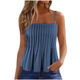 thumbnail image 1 of AherBiu Camisole Tops for Women Boho Ruffle Spaghetti Strap Square Neck Sleeveless Ruched Cute Tank Tops, 1 of 6