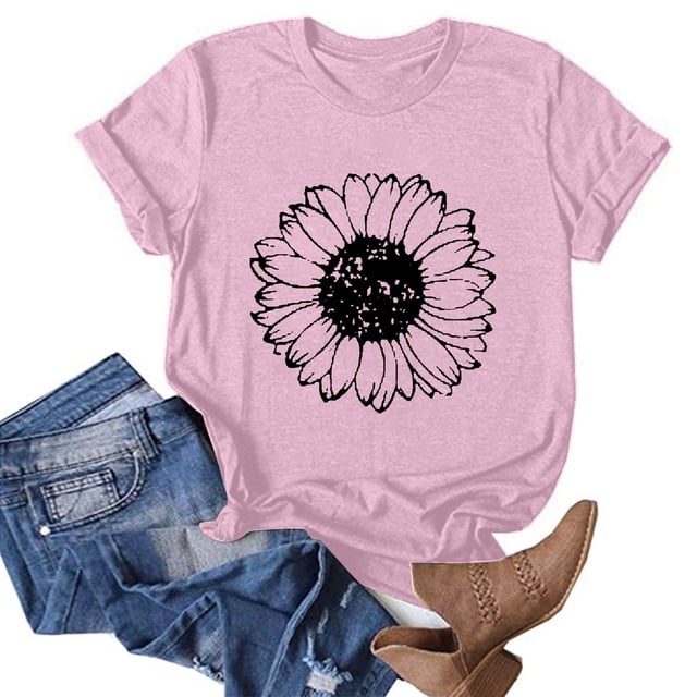 Babysbule Liquidation de Hauts pour Femmes T-shirt à Col Rond Imprimé à Manches Courtes de Mode pour Femmes Chemise Décontractée Ample Hauts