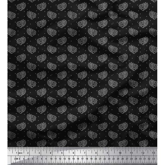 Soimoi Rayon Fabric Dot & Paisley Print Fabric by Yard 56 Inch Wide