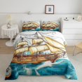 thumbnail image 2 of Erosebridal Vintage Ship Bedding Full Comforter Set, Nautical Compass Down Comforter, Aqua Blue, Reversible, 2 of 7