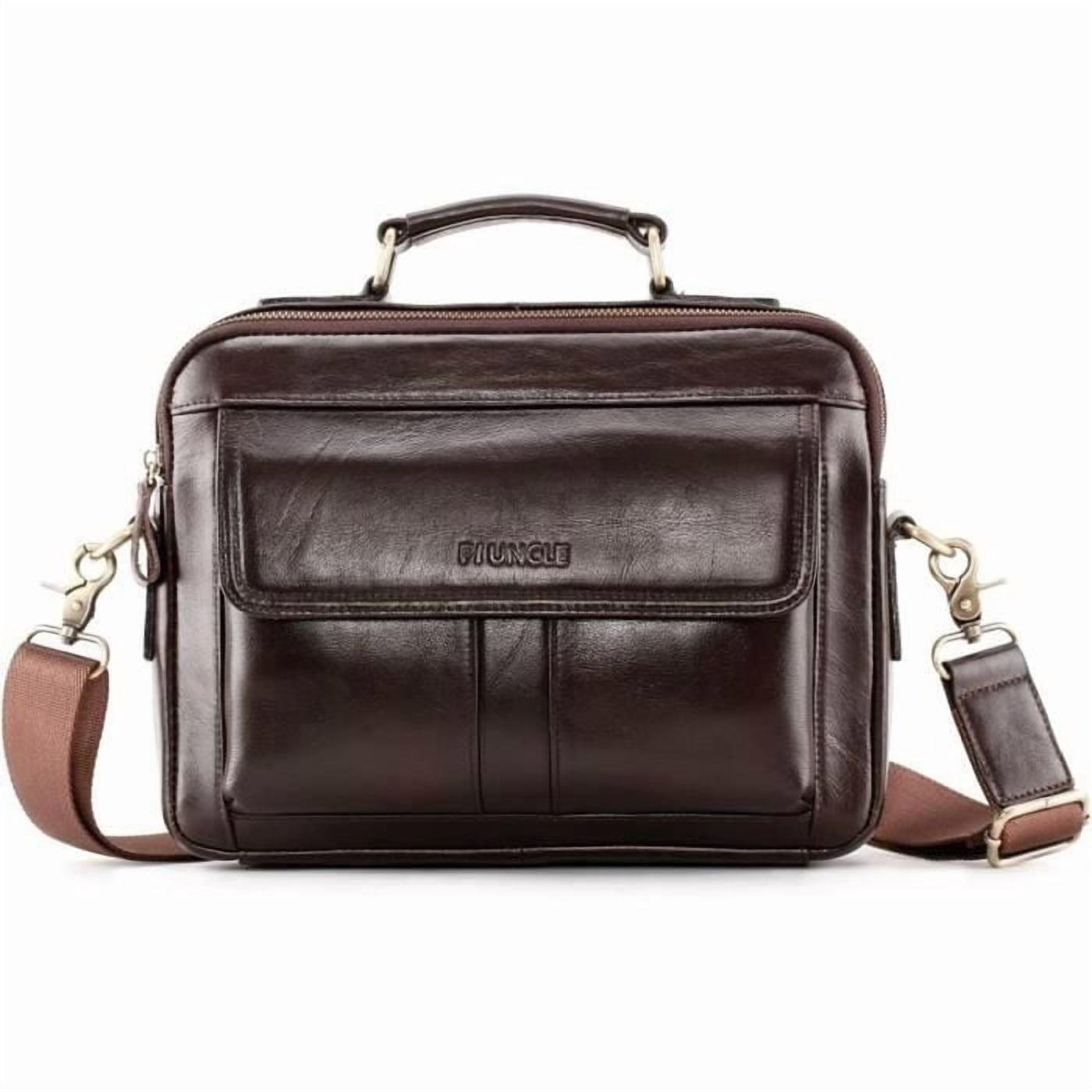 Men's Leather Briefcase Shoulder Bag Brown
