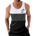 thumbnail image 1 of Yieetim Débardeurs Blancs pour Hommes, Été Imprimé Tropical Décontracté Mode Patchwork à Blocs de Couleur Débardeur Sans Manches, Chandail de Vacances Col Rond Sport TankS - Soldes d'Été Liquidation, 1 of 4