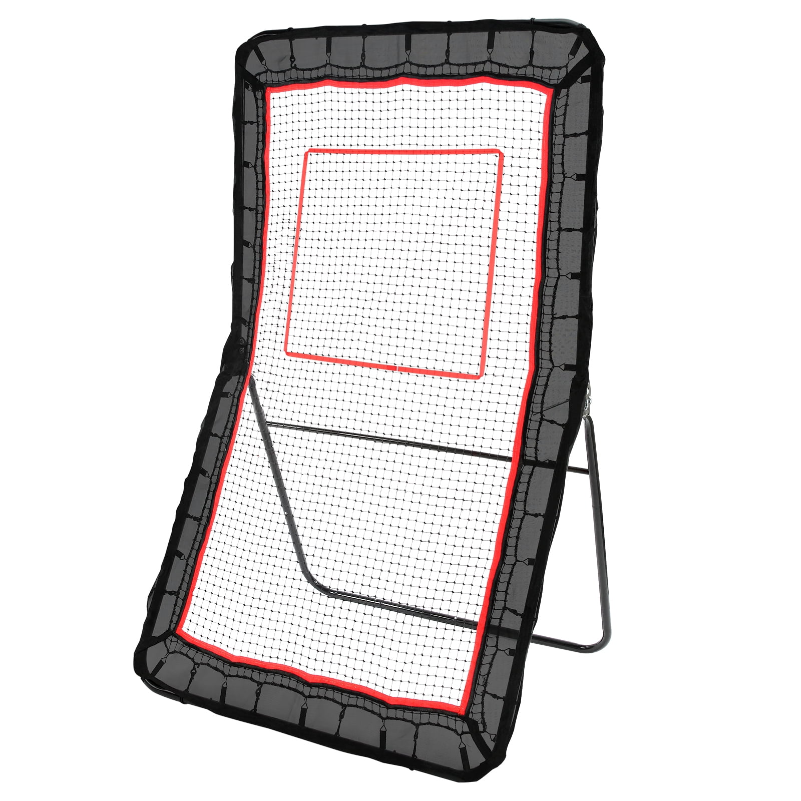KFFKFF Lacrosse Return Net for Outdoor Use, 4x7 Ft Bounce Net for Volleyball, Baseball and Softball Pitchback and Throwback Training Screen, Adjustable Tilt Shooting Practice Wall with Aim