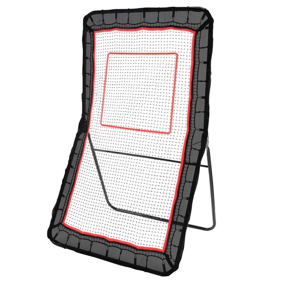 KFFKFF Rebondisseur de Crosse pour Cour Arrière, Filet de Rebond de Volleyball 4 X 7 Pi, Écran d'Entraînement de Retour Pitchback Throwback Baseball Softball Retour, Mur d'Entraînement de Tir à Angle Réglable avec Cible