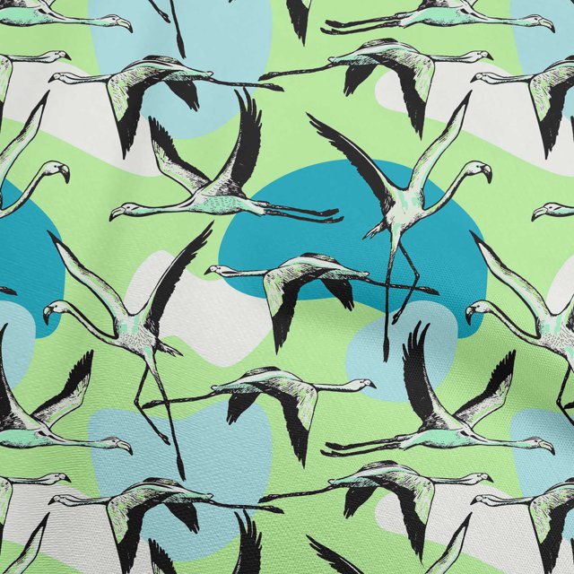 oneOone Rayon Lime Green Fabric Flamingo Craft Projects Decor Fabric Printed By The Yard 56 Inch Wide