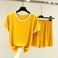 thumbnail image 3 of Jovati Ensemble de Pyjama pour Femmes, Haut à Manches Courtes en Modal avec Shorts à Taille Élastique, Coupe Décontractée, Col Ras du Cou, Jambe Grand, Ventilé, pour l'Été et le Printemps, 3 of 6