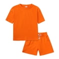 thumbnail image 1 of MIASHUI Boys Summer Tracksuit Outfits Solid Color Short Sleeve Shirts Shorts Outfits,Orange,8-9 Years, 1 of 9