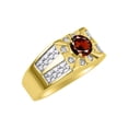 thumbnail image 3 of RYLOS Men's Rings 14K Yellow Gold Designer Starburst 7MM Round Gemstone & Diamond Ring Garnet January Birthstone Rings Size 9, 3 of 7