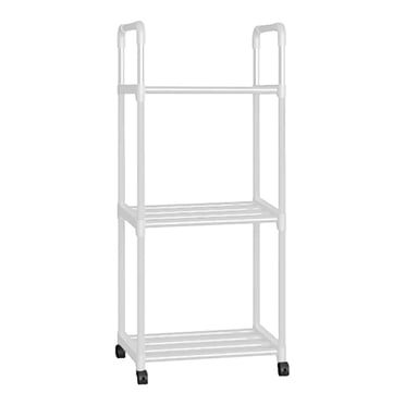 CaiYueKe Heavy Duty Microwave Stand Kitchen Storage Rack with Wheels, 3-Tier Rolling Utility Cart, Freestanding Metal Shelving Unit for Cookware Organizer, Pantry, Bathroom, Living Room, Home Office