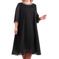 thumbnail image 1 of B91xZ Robe Femme Col en V Manches Courtes Bouffantes Taille Élastique Volants Superposés Robe Mini, Noir TTG, 1 of 5